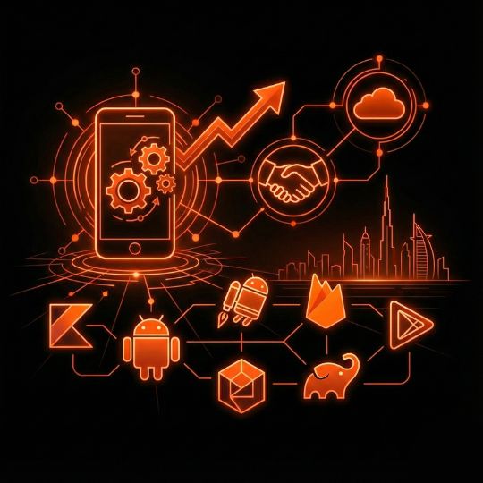 Professional Android developers in UAE coding a custom mobile app for high-performance business solutions.