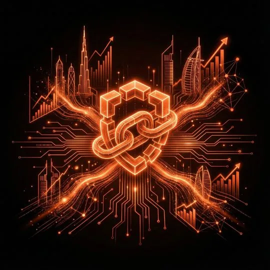 Blockchain network transformation concept from reality when they buy blockchain solutions in Dubai