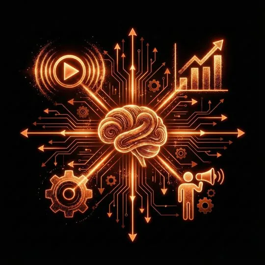 Digital marketing company offering videos featuring characters and icons explaining a concept as an example of a tech company.