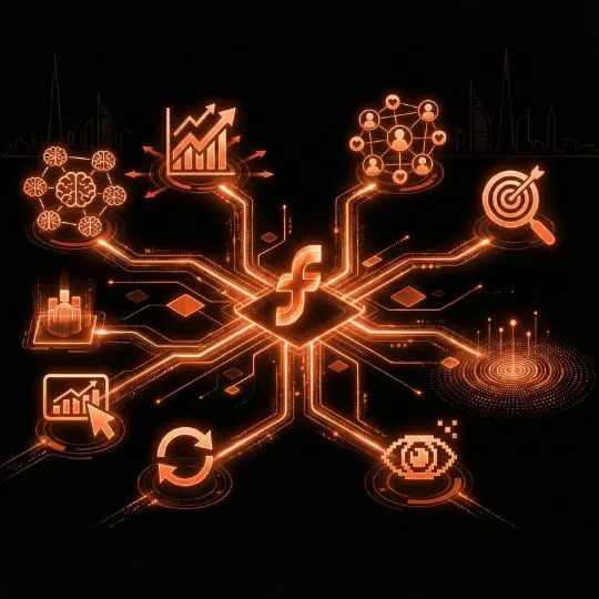 Facebook marketing experts analyzing Facebook performance metrics on a laptop