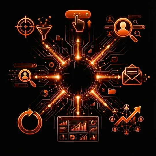 Business professionals networking on LinkedIn with a Dubai skyline background