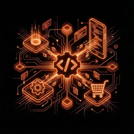 Responsive HTML developers working on the HTML conversion process through a layered design file, transforming into responsive code.