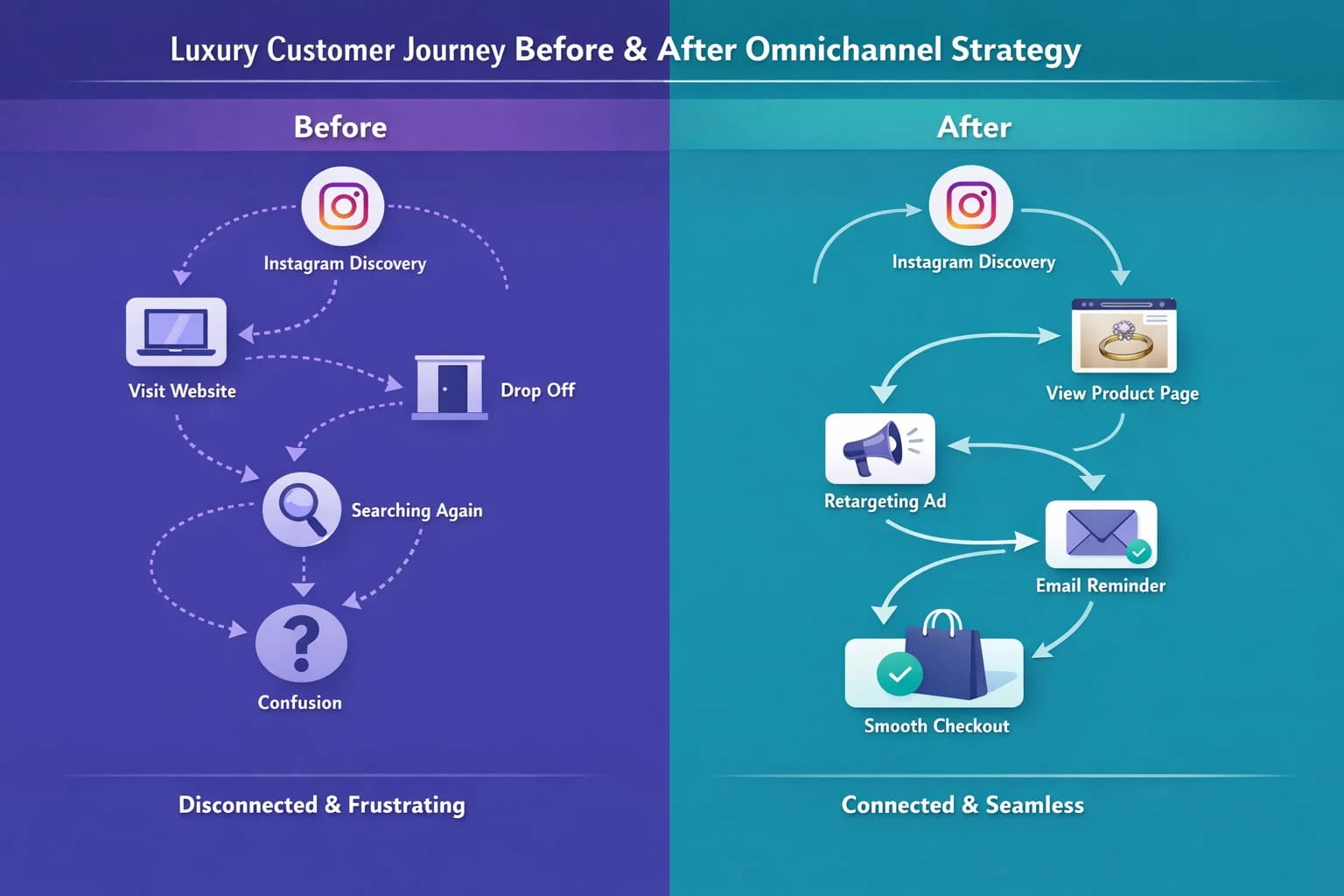 Omnichannel digital ecosystem diagram showing DonnaHourani's website connected to social media.